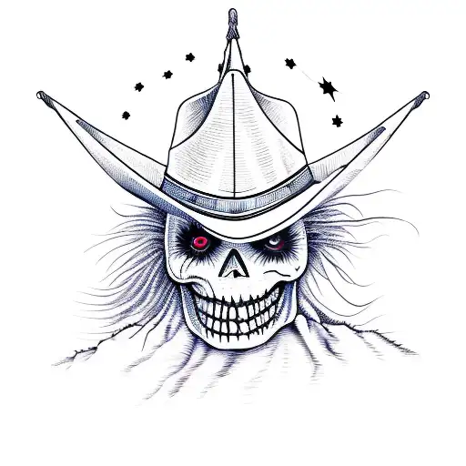 a scarecrow in the wild west as a backround tattoo design idea