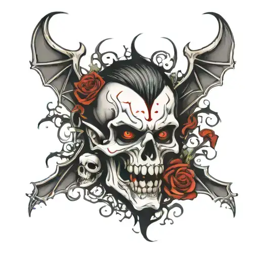 vampire with skulls tattoo design idea