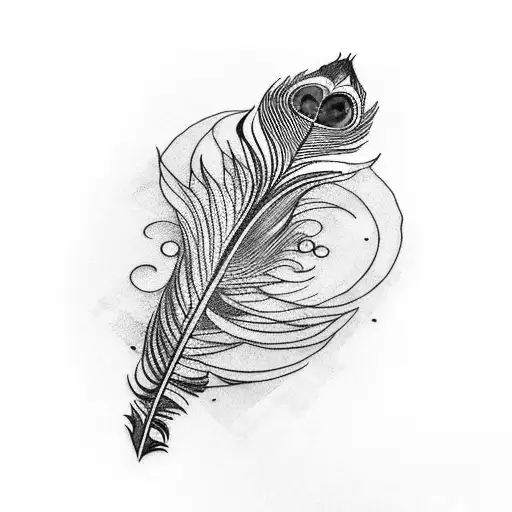 peacock feather with i love you in it tattoo design idea