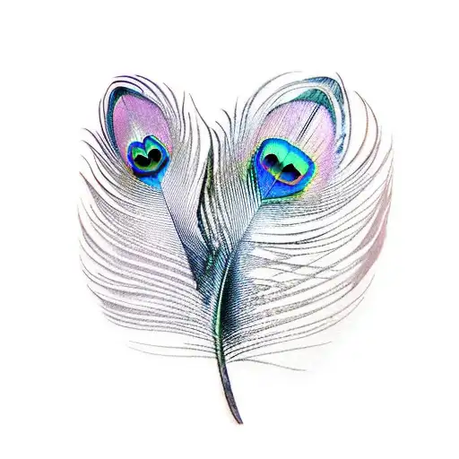 peacock feather with "i love you" into it tattoo design idea
