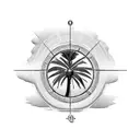 Palm Tree in background with 3D compass and rope tattoo design idea