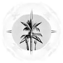 Palm Tree in background with 3D compass and rope tattoo design idea