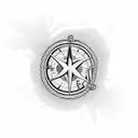 Palm Tree in background with 3D compass and rope tattoo design idea