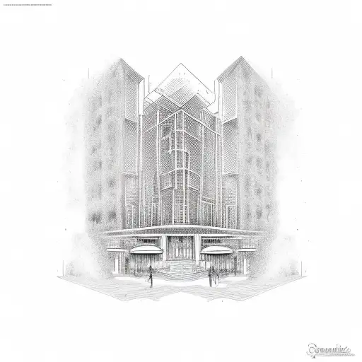 Hotel building morphing into a DMT molecule tattoo design idea