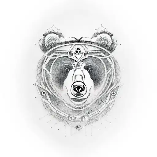 BEAR HEAD SAGE 3 EYES  tattoo design idea
