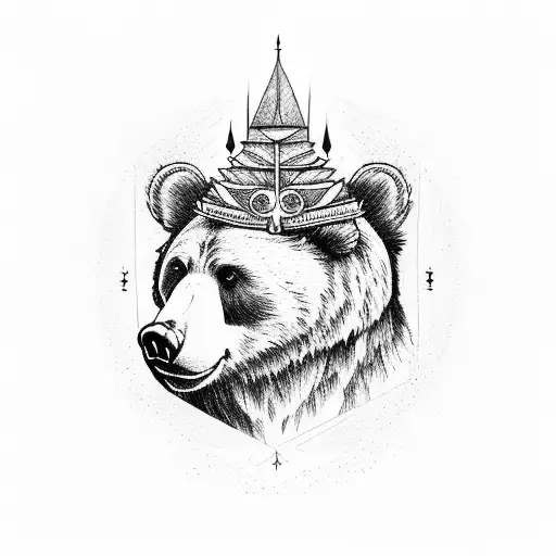 BEAR HEAD SAGE 3RD EYE FORCE CROSSFIT tattoo design idea