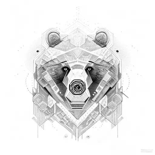 BEAR HEAD SAGE 3D EYE FORCE PSYCHEDELIC tattoo design idea