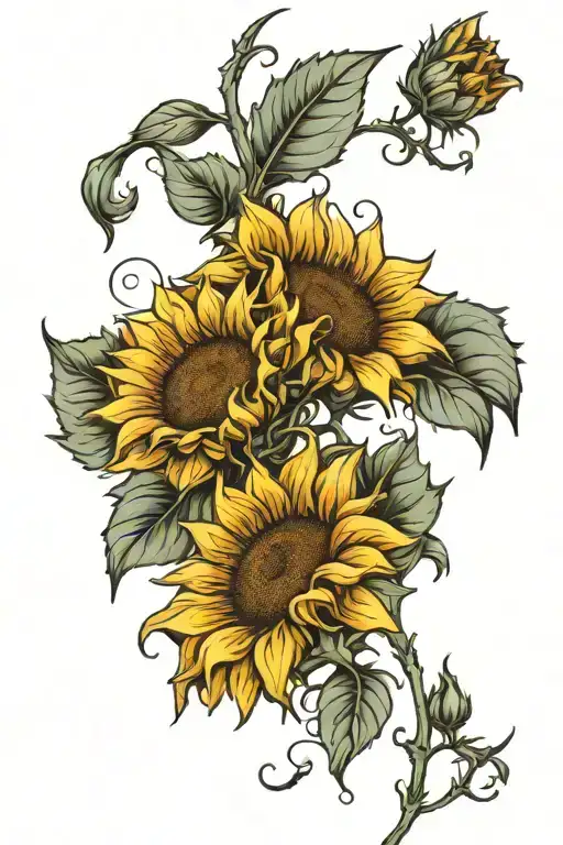 3 sunflowers tattoo design idea