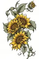 3 sunflowers tattoo design idea