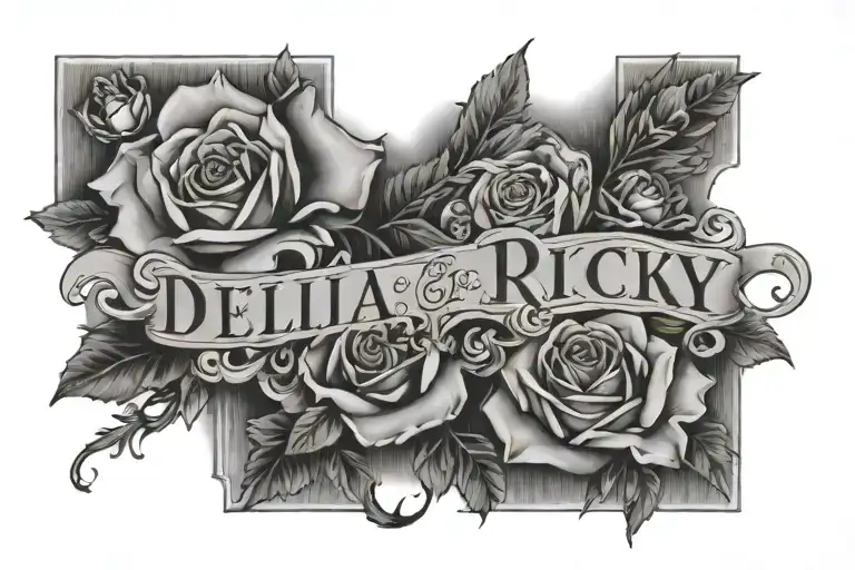 Names "Delia e Ricky" tattoo design idea