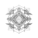 geometric negative space sleeve tattoo design idea