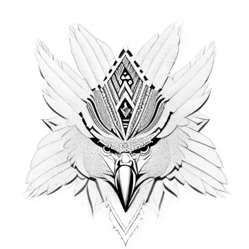 Create a maori-inspired eagle with intricate patterns and feathers tattoo design idea