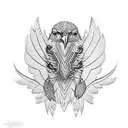 Create a maori-inspired eagle with intricate patterns and feathers tattoo design idea