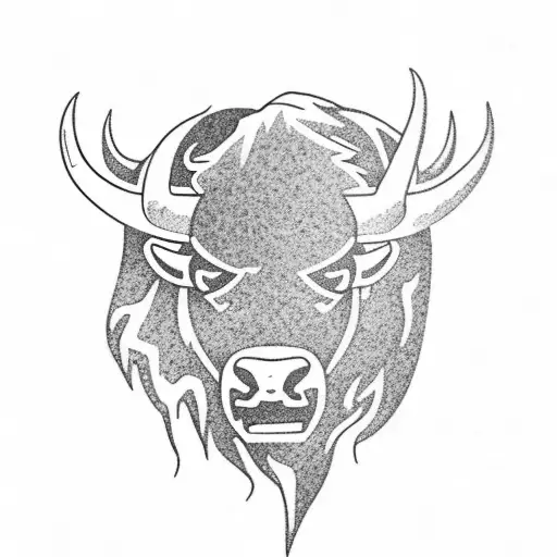 bison and lightning bolt tattoo design idea