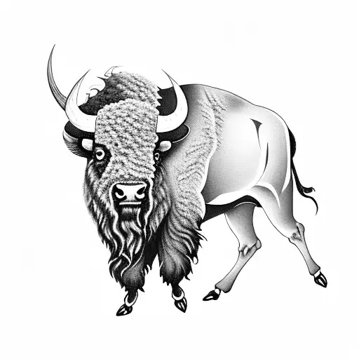 bison and a storm tattoo design idea
