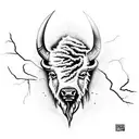 bison and lightning bolt tattoo design idea