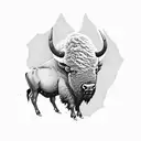 bison and a storm tattoo design idea