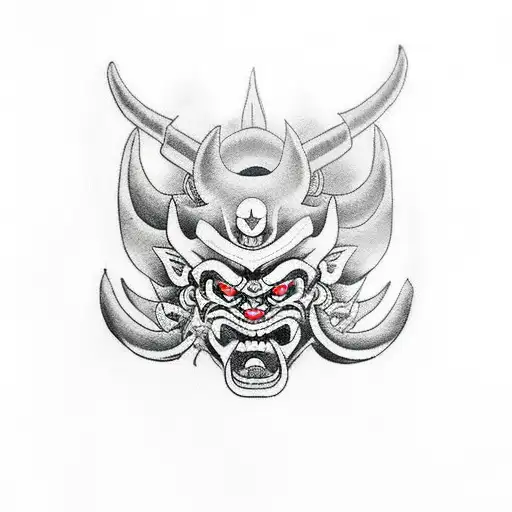 oni mask sideway tattoo design idea