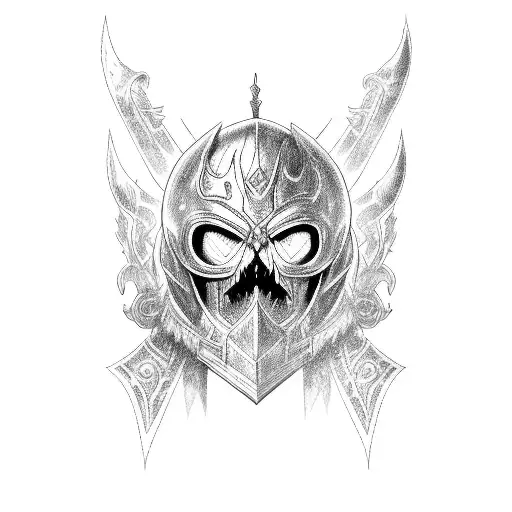 lich king helmet tattoo design idea