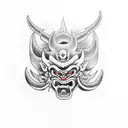 oni mask sideway tattoo design idea