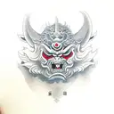 oni mask sideway tattoo design idea