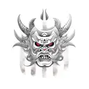 oni mask sideway tattoo design idea