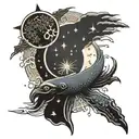 starry night inside sun  tattoo design idea