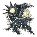 starry night inside sun  tattoo design idea