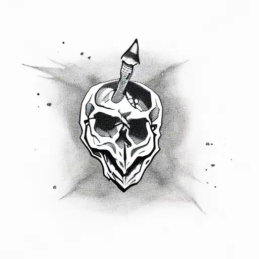 Skull reaching out with hand with arizona desert in skull outline tattoo design idea