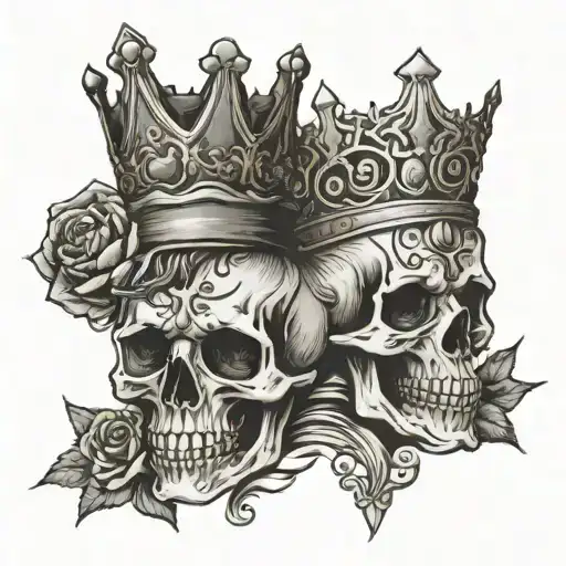 skull king and queen crown tattoo design idea
