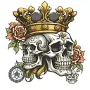 skull king and queen crown surrounded tattoo design idea