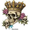 skull king and queen crown surrounded tattoo design idea