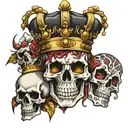 skull king and queen crown surrounded tattoo design idea