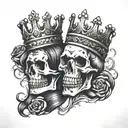 skull king and queen crown tattoo design idea