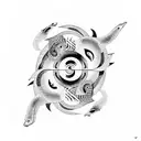 yin and yang with whale Sharko ans Zebra shark tattoo design idea