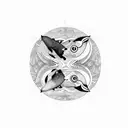 yin and yang with whale Sharko ans Zebra shark tattoo design idea