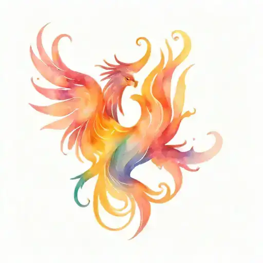 Phoenix rising from flames tattoo design idea