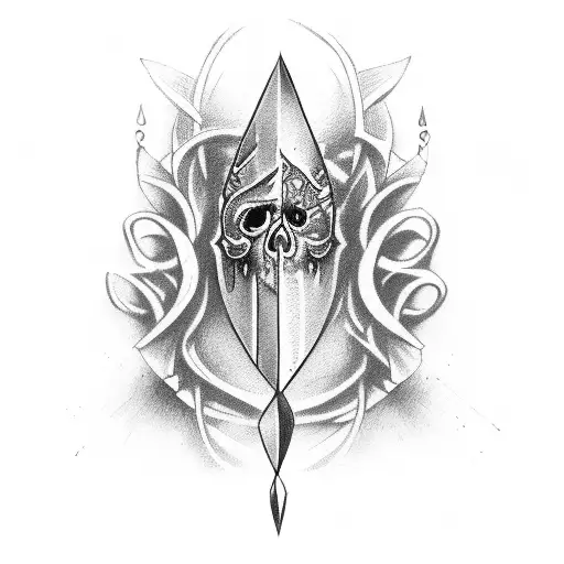 dagger with heart and brain tattoo design idea