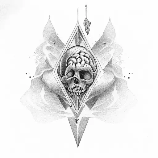 dagger with heart and brain on the forearm tattoo design idea
