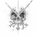 dagger with heart and brain tattoo design idea