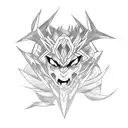 Generate a minimalist tattoo design for the four anime characters in the same design, position, and layout:  - Gon from  tattoo design idea