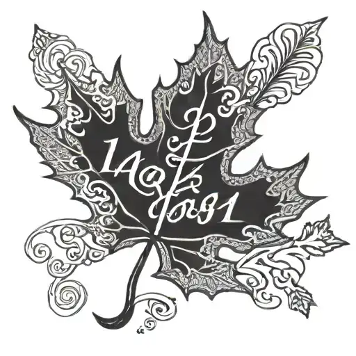 1997 written in a maple leaf tattoo design idea