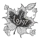 1997 written in a maple leaf tattoo design idea