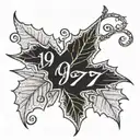 1997 written in a maple leaf tattoo design idea