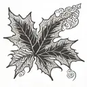 1997 written in a maple leaf tattoo design idea
