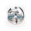 mountains with doves and a cross for dead dad with a quote from the Bible  tattoo design idea