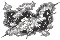 clouds lightning bolt tattoo design idea