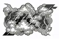 clouds lightning bolt tattoo design idea