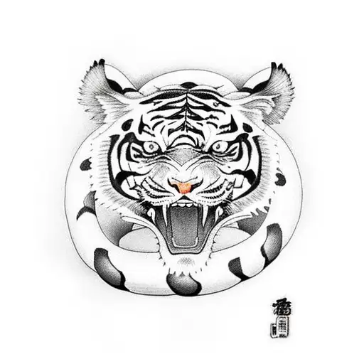 tiger fighting snake tattoo design idea