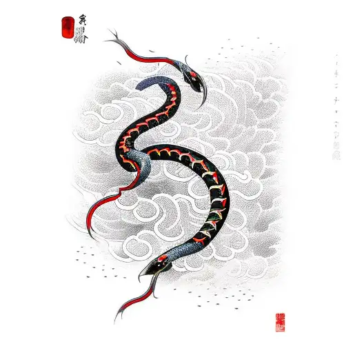 electric eel red and black background tattoo design idea